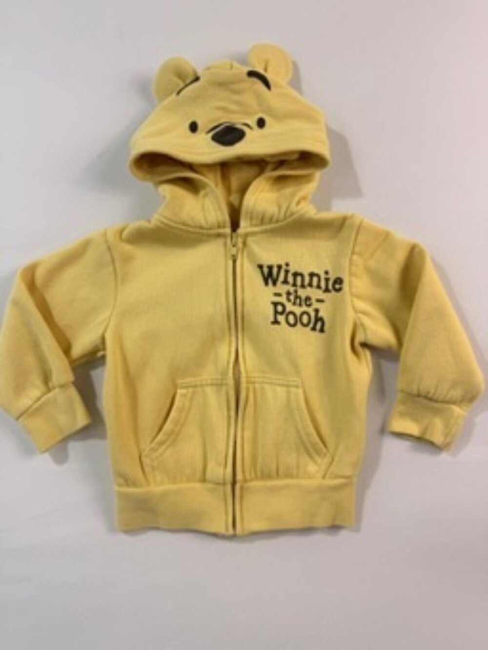 Disney Winnie the Pooh Hoodie 2T Yellow Bear Ears Full Zip Sweatshirt Toddler